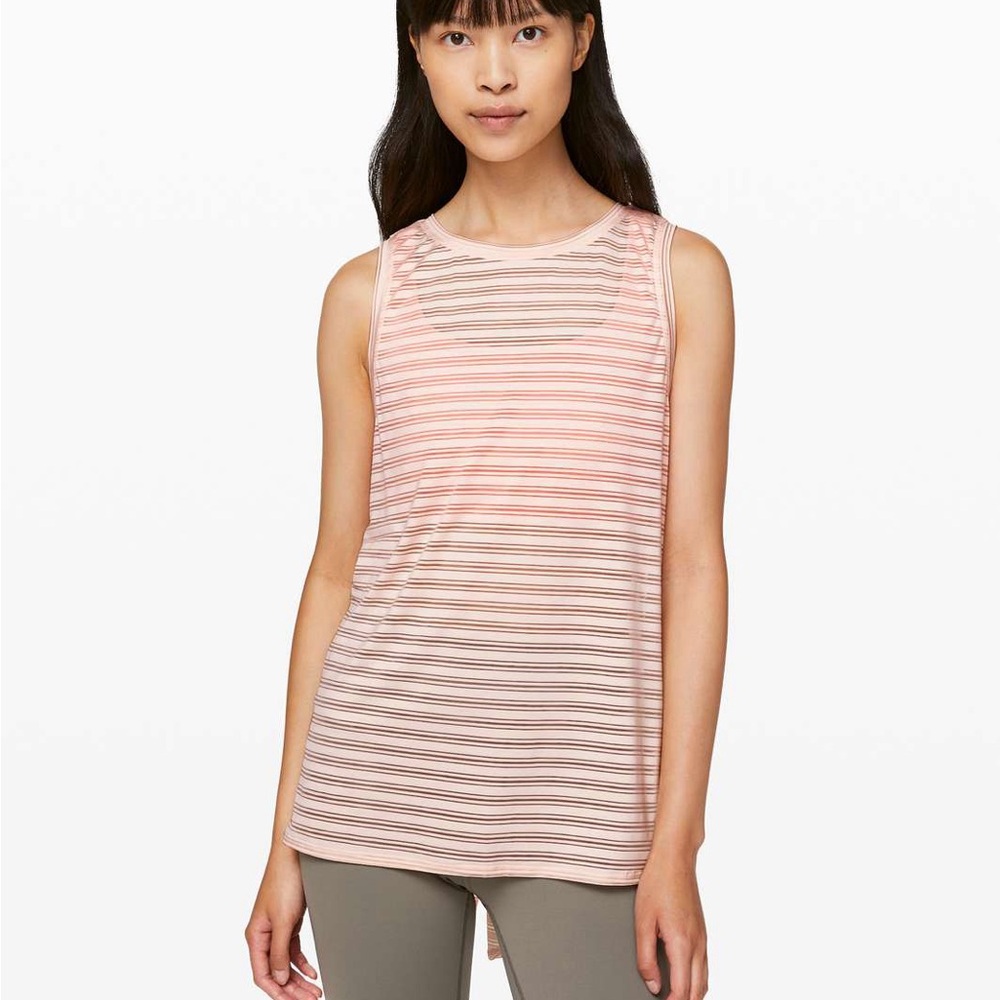 LULULEMON Meet Halfway Tank *Striped - W1BRWS - Butter Pink - Sz 4